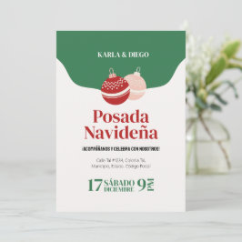 Invitación de Posada Navideña con Esferas Kaart