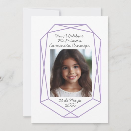 Invitación de Primera Comunión con Foto Kaart (Voorkant)