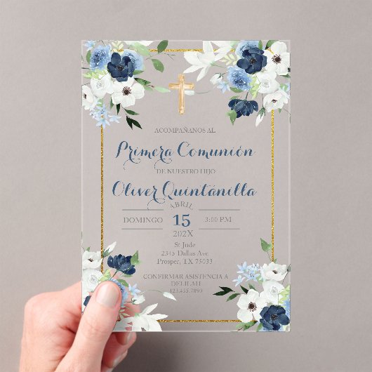 Invitación de primera comunión para niño acryl uitnodigingen (Insitu (Draagbaar))