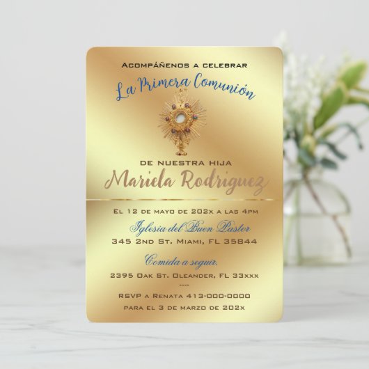 Invitacion de Primera Comunion (Spaans) Kaart (Staand voorkant)