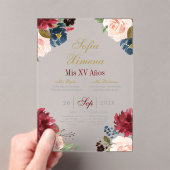 Invitación de quinceañera con marco rosa acryl uitnodigingen (Insitu (Draagbaar))