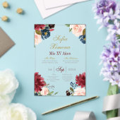 Invitación de quinceañera con marco rosa acryl uitnodigingen (Insitu (Huwelijk))