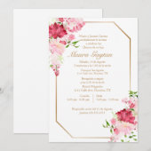 Invitación de quinceañera con marco rosa kaart (Voorkant / Achterkant)