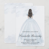 Invitación de quinceañera con vestido azul claro kaart (Voorkant / Achterkant)