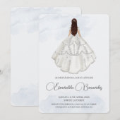 Invitación de quinceañera con vestido blanco kaart (Voorkant / Achterkant)