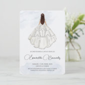 Invitación de quinceañera con vestido blanco kaart (Staand voorkant)