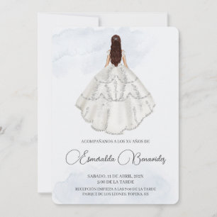 Invitación de quinceañera con vestido blanco kaart