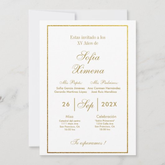Invitación de quinceañera elegante kaart (Voorkant)
