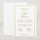 Invitación de quinceañera elegante kaart (Voorkant / Achterkant)