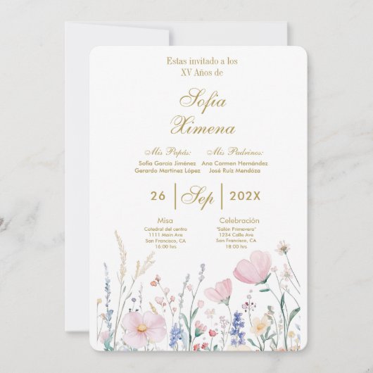 Invitación de quinceañera elegante uitnodiging (Voorkant)