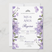 Invitación de Quinceañera flores moradas Kaart (Voorkant)