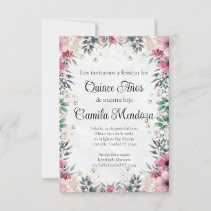 Invitación de Quinceañera/Uitnodiging/bruiloft Kaart