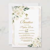 Invitación de Rosas Blancas para Bautizo Kaart (Voorkant)