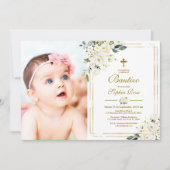 Invitación de Rosas Blancas para Bautizo Kaart (Voorkant)