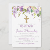 Invitación de Rosas para Bautizo de niña Kaart (Voorkant)