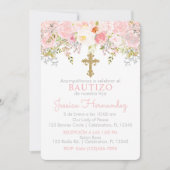 Invitación de Rosas para Bautizo de niña Kaart (Voorkant)