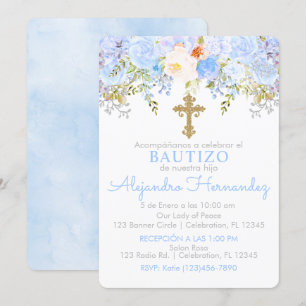 Invitación de Rosas para Bautizo de niño Kaart