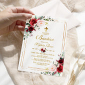 Invitación de Rosas Rojas para Bautizo Uitnodiging