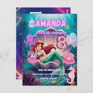 invitacion de Sirena Ariel brillante Briefkaart