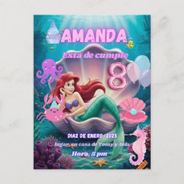 invitacion de Sirena Ariel brillante Briefkaart