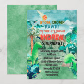 Invitación Dinosaur Birthday Invitation, Dinosaurs Kaart (Voorkant / Achterkant)