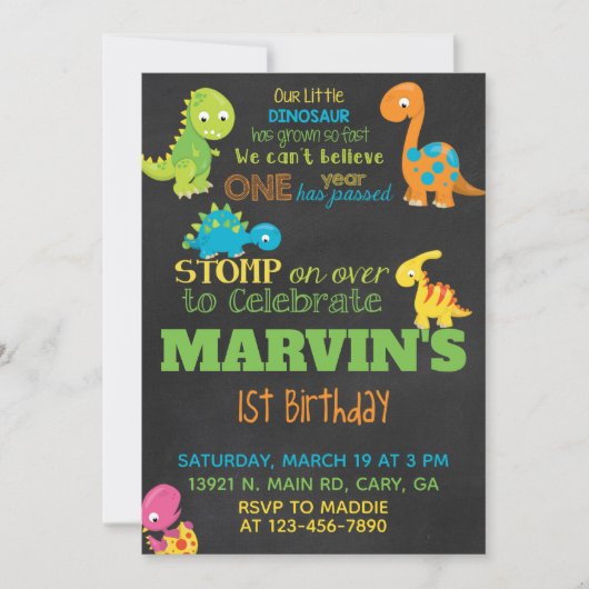 Invitación Dinosaurs boy birthday invitation, dino Kaart (Voorkant)