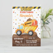 Invitación Dump alles, vrachtwagenjongen verjaarda Kaart (Staand voorkant)