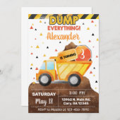 Invitación Dump alles, vrachtwagenjongen verjaarda Kaart (Voorkant / Achterkant)