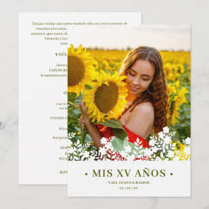 Invitación Elegant Chic Floral Lijst Spaans Foto Kaart