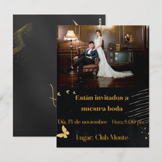 invitacion elegante bodas briefkaart (Voorkant / Achterkant)