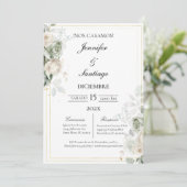 Invitación elegante con flor blanca para boda kaart (Staand voorkant)