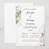 Invitación elegante con flor blanca para boda kaart (Voorkant / Achterkant)