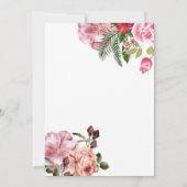 Invitación elegante de boda floral rosa con blanco kaart (Achterkant)