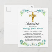 Invitación elegante del bautismo del muchacho del briefkaart (Voorkant / Achterkant)