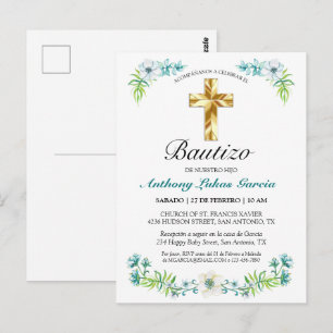 Invitación elegante del bautismo del muchacho del briefkaart