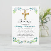 Invitación elegante del bautismo del muchacho del kaart (Staand voorkant)