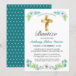 Invitación elegante del bautismo del muchacho del kaart