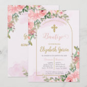 Invitación elegante para bautismo kaart (Voorkant / Achterkant)