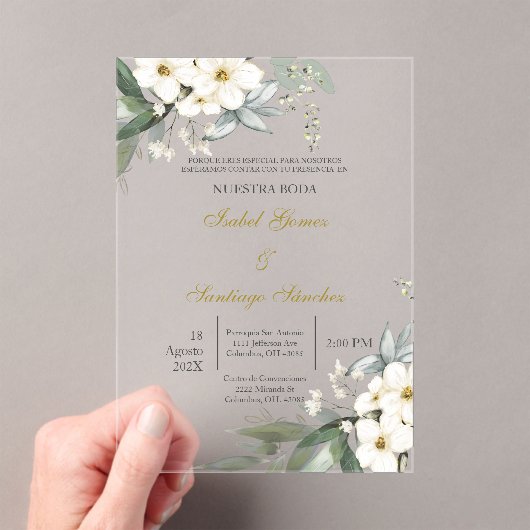 Invitación en Español para boda Acryl Uitnodigingen (Insitu (Draagbaar))