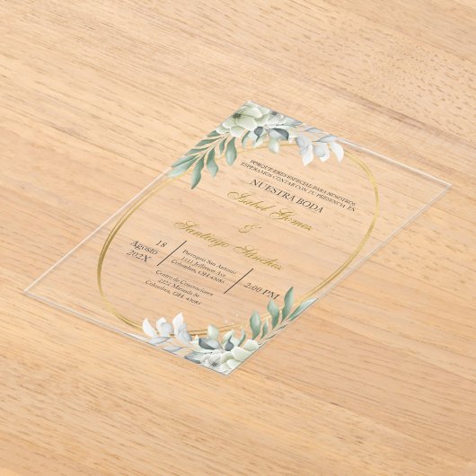 Invitación en Español para boda Acryl Uitnodigingen (Laagn)