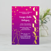 Invitación Español 50 cumpleaños rosa y morado Folie Uitnodiging (Staand Voorkant)