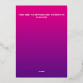 Invitación Español 50 cumpleaños rosa y morado Folie Uitnodiging (Achterkant)