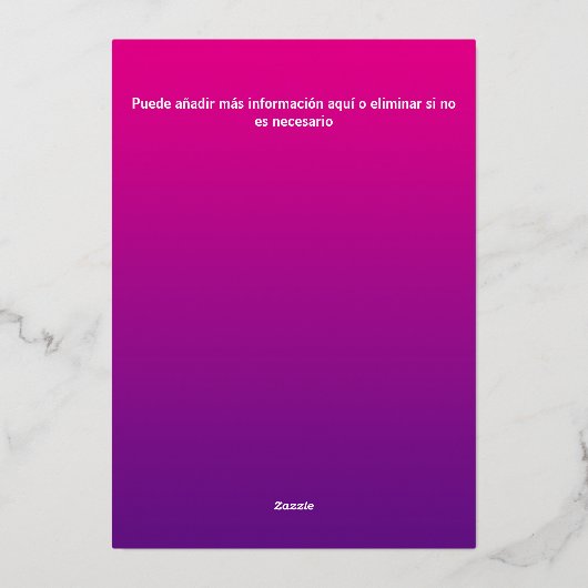 Invitación Español 50 cumpleaños rosa y morado Folie Uitnodiging (Achterkant)