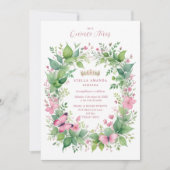 Invitación Exquisite Spring Tiara Pink & Green Flo Kaart (Voorkant)