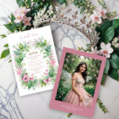 Invitación Exquisite Spring Tiara Pink & Green Flo Kaart
