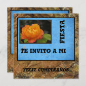 Invitación - Feliz Cumpleaños - Oranje Roos Kaart (Voorkant / Achterkant)
