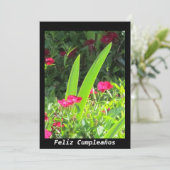 Invitación - Feliz Cumpleaños - Roze bloemen Kaart (Staand voorkant)