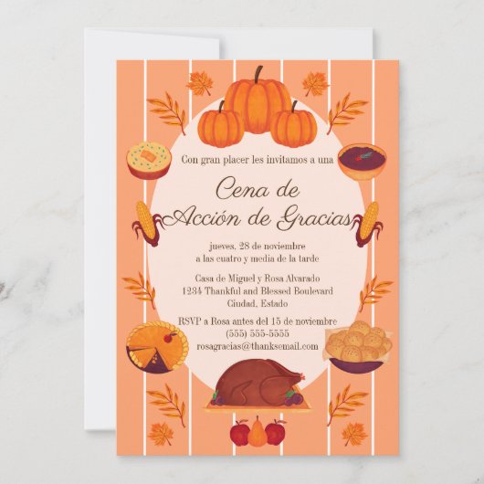 Invitación Fiesta Cena de Acción de Gracias Kaart (Voorkant)