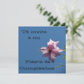 Invitación - Fiesta de Cumpleaños - Azul y Rosa Kaart (Staand voorkant)