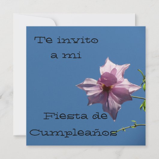 Invitación - Fiesta de Cumpleaños - Azul y Rosa Kaart (Voorkant)
